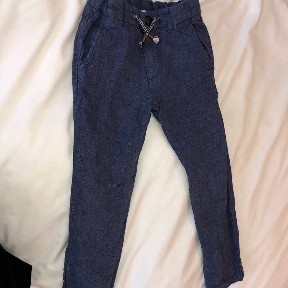 Blue linen look pant